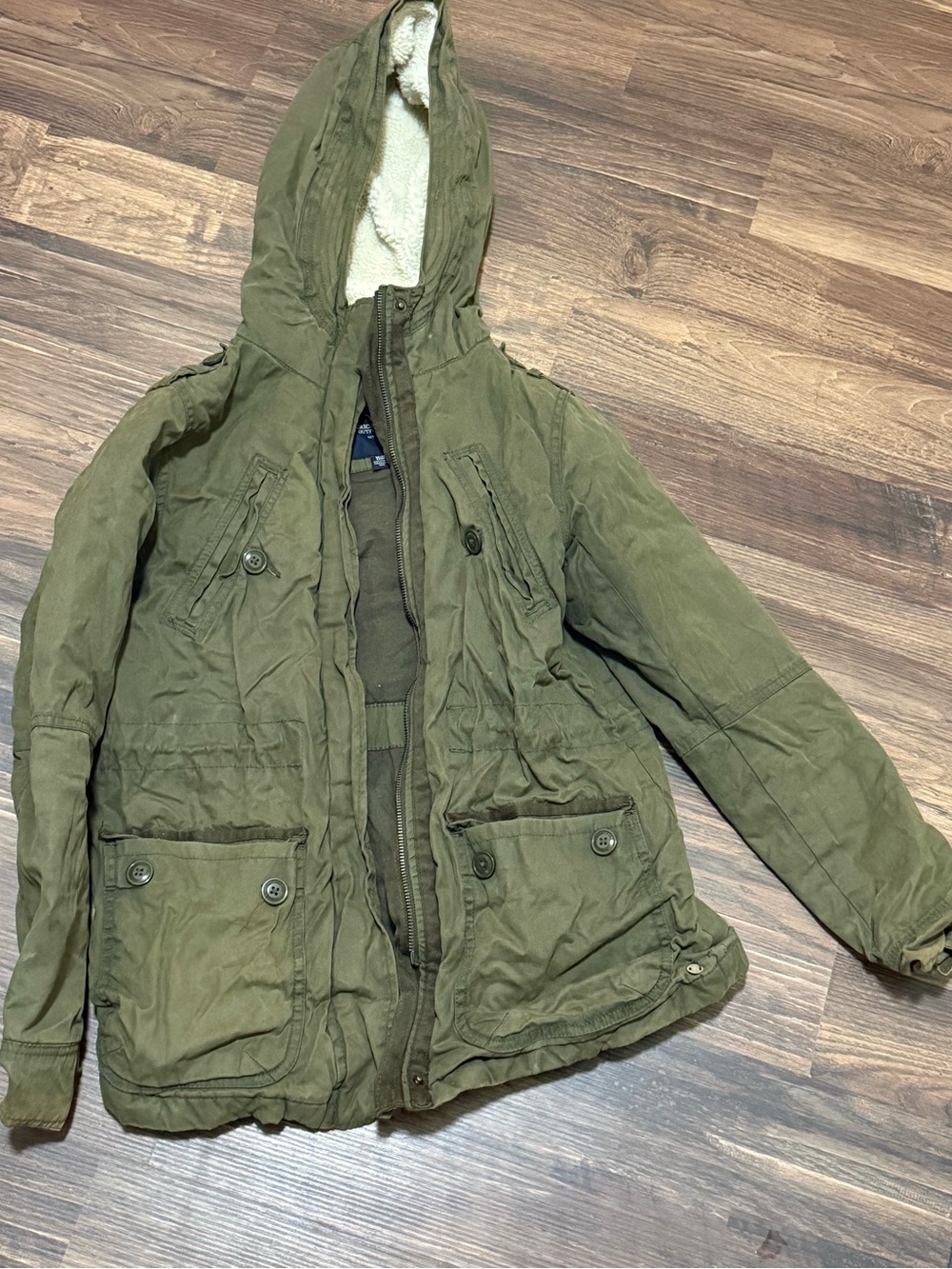 American Eagle Outfitters Olive Green Hooded 
 Jacket